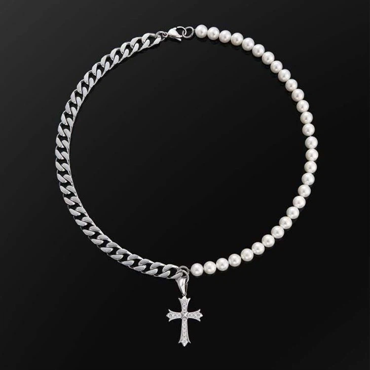 pearl necklace with a cross
