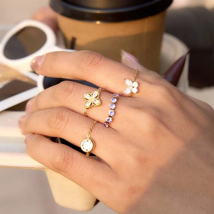 Adjustable Zircon Band Rings high quality