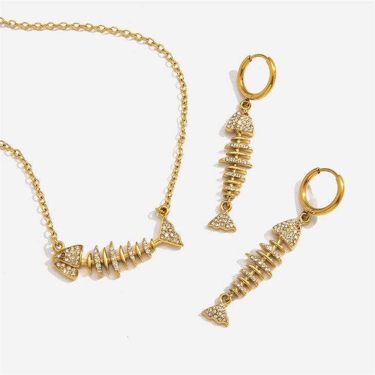Fishbone Pendant Earring